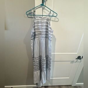 Striped Maxi Dress - Gray & White
